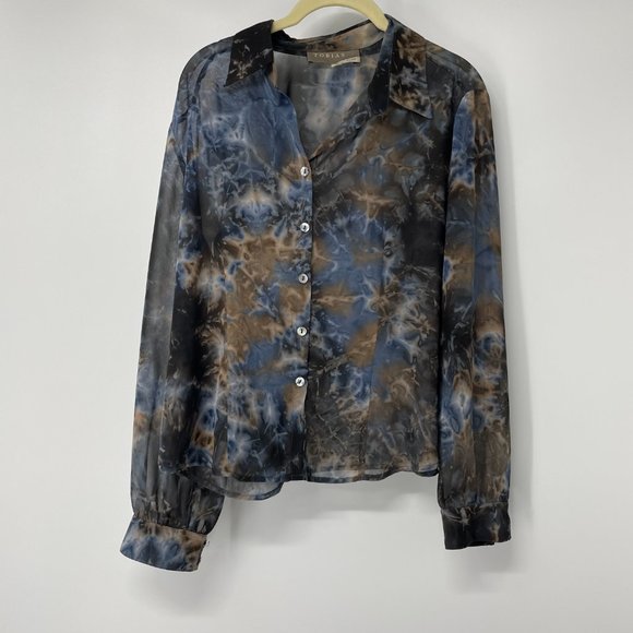 Tobias Plum blue sheer tie dye button down - Picture 8 of 14